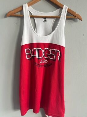 Badger Sport 4136 Women's Double Back Racerback Tank Top NWT Red White Size M